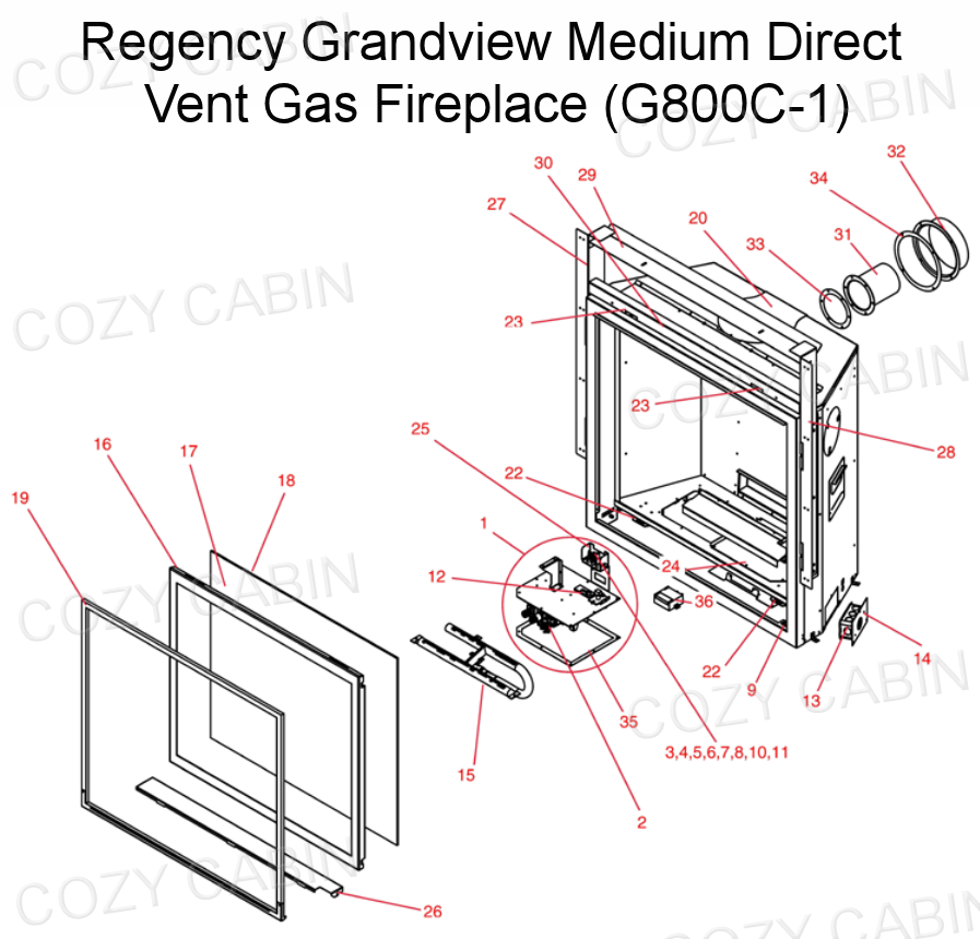 Grandview Medium Direct Vent Gas Fireplace (G800C-1) #G800C-1